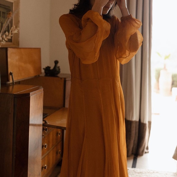 Maxi long sleeves silk dress - Picture 4 of 5